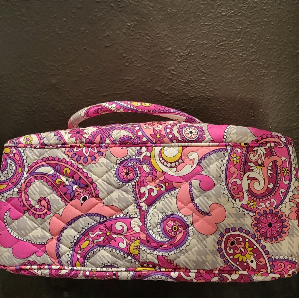 Vera Bradley Retired 2007 Paisley Meets Plaid Pink/Gray Satchel Shoulder Strap - Picture 3 of 8